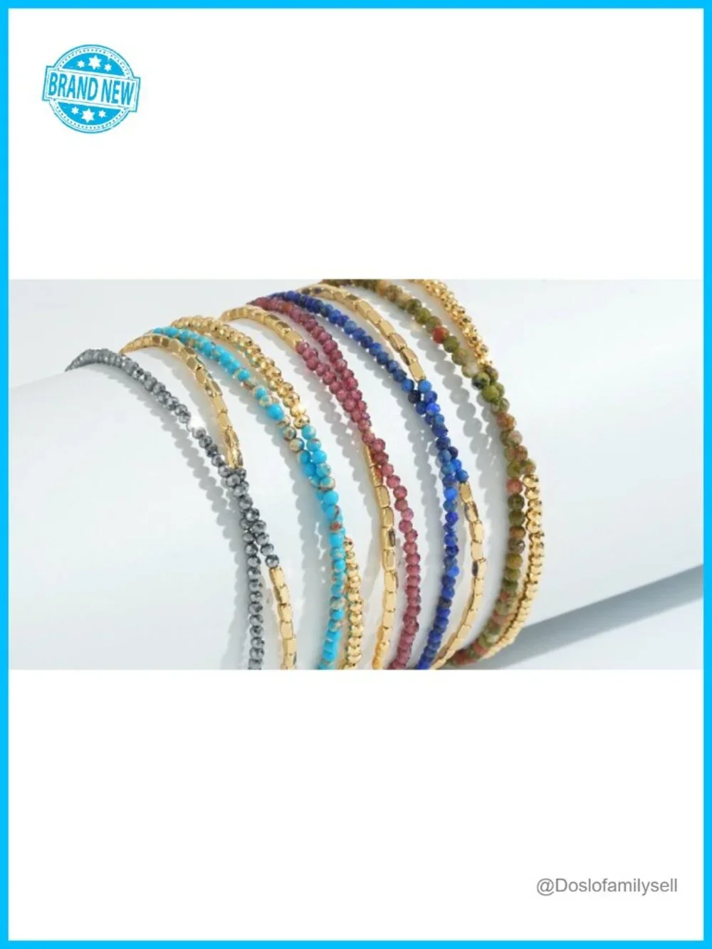 Layered Stone Mixed Bracelet 18K Gold Plated Handmade Charm Chain Bracelet
